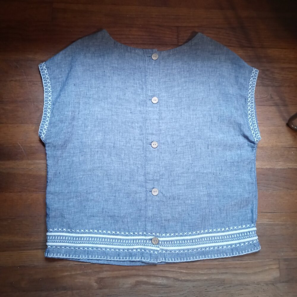 Sigrid Olsen Short Sleeve Button Back Linen Top (… - image 5